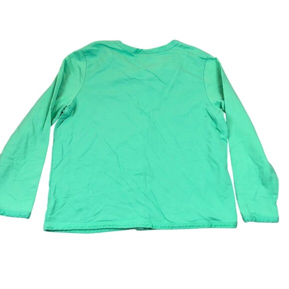 Denim & Co. Womens Blouse Large Button Front Green Snap Shirt Long Sleeve Casual - Picture 2 of 10